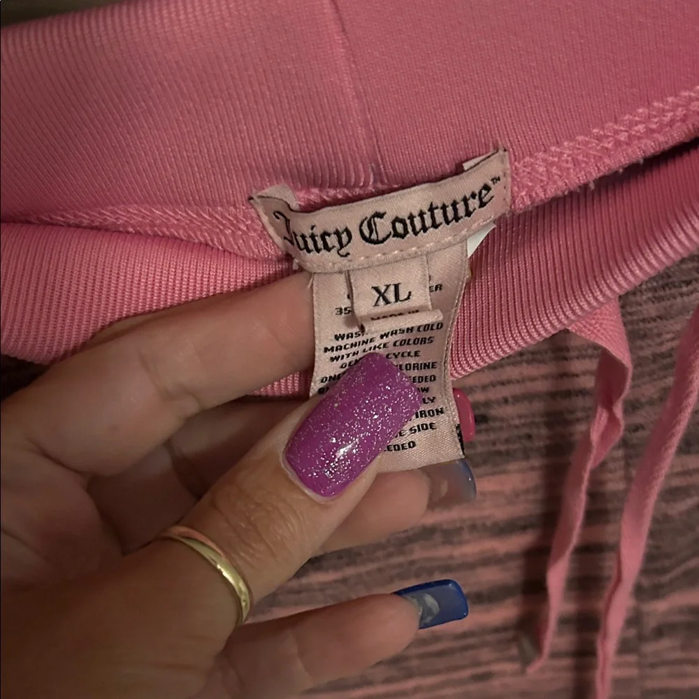 Y2K Juicy Couture Pink and Black Striped Velour Track Jogger Pants - Picture 3 of 5